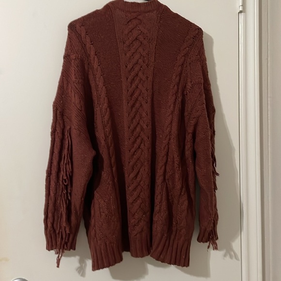 American Eagle Western Boho Fringe Open Cable Knit Cardigan Size XS - Picture 5 of 11